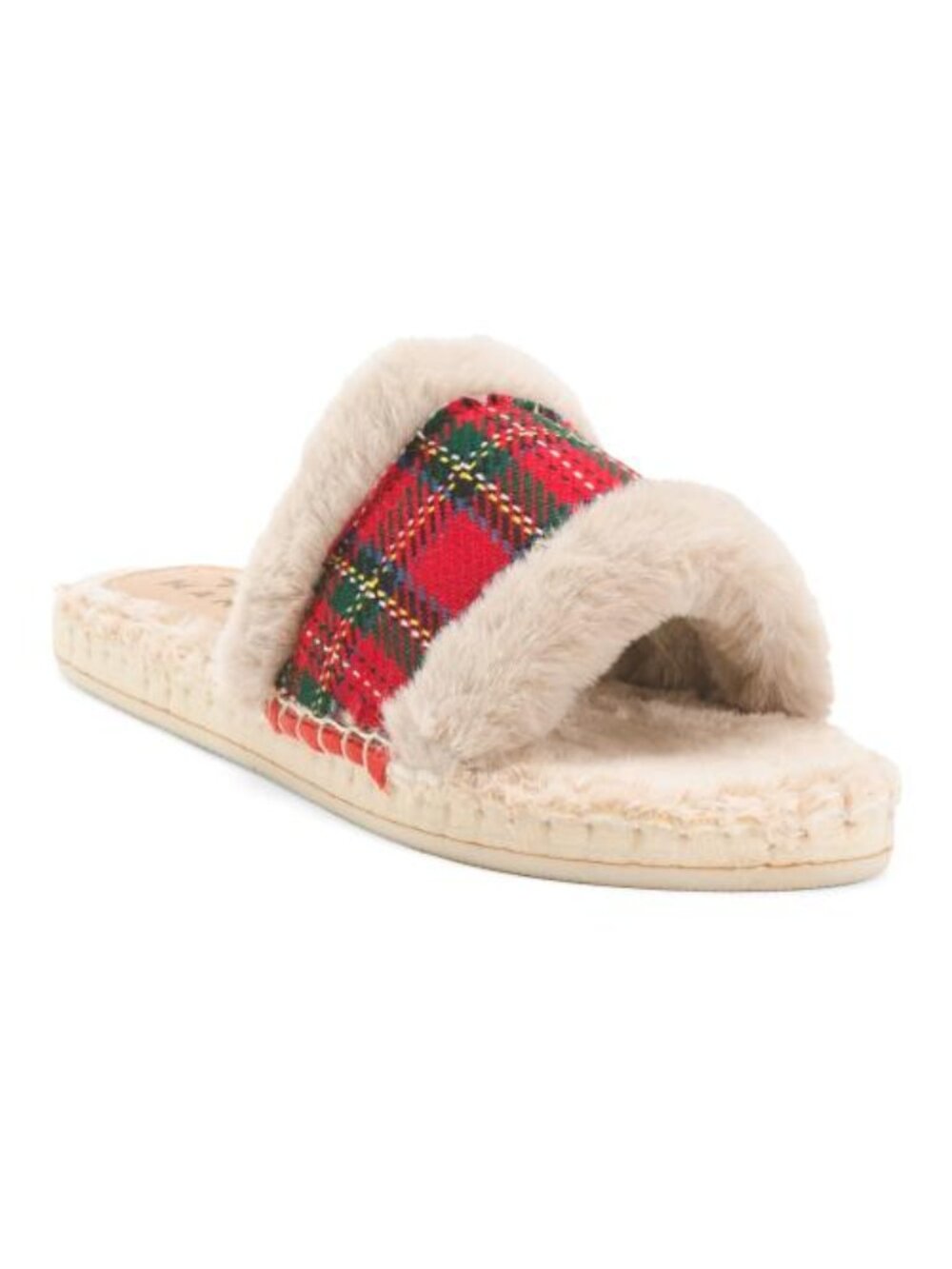 MANEBI Made In Spain Tartan Faux Fur Sandals